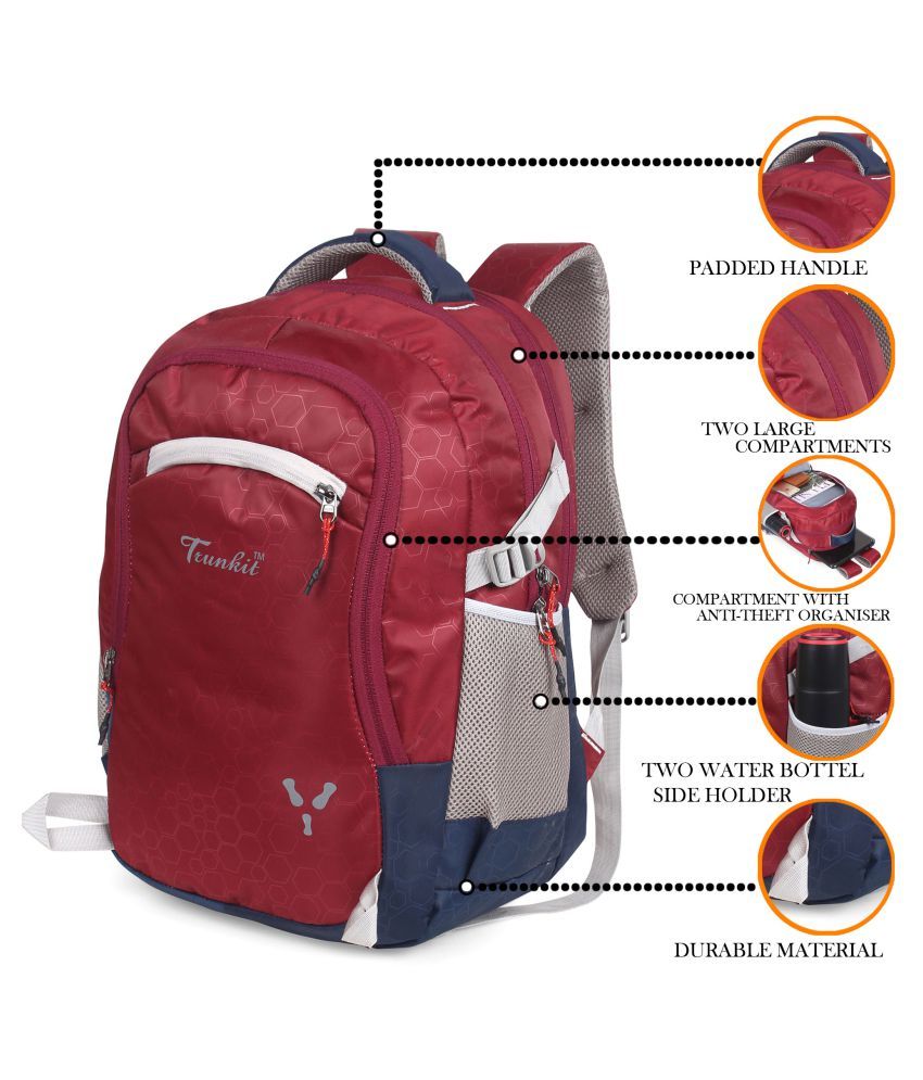 maroon school bag