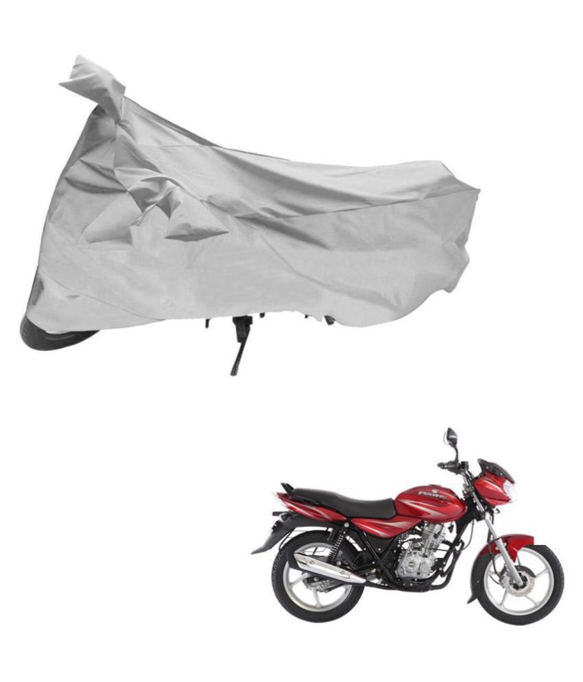     			AutoRetail Dust Proof Two Wheeler Polyster Cover for Bajaj DisPolyster Cover 125 DTS-i (Mirror Pocket, Silver Color)