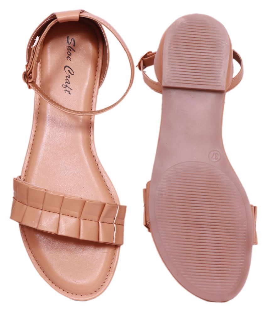 shiny beige flats