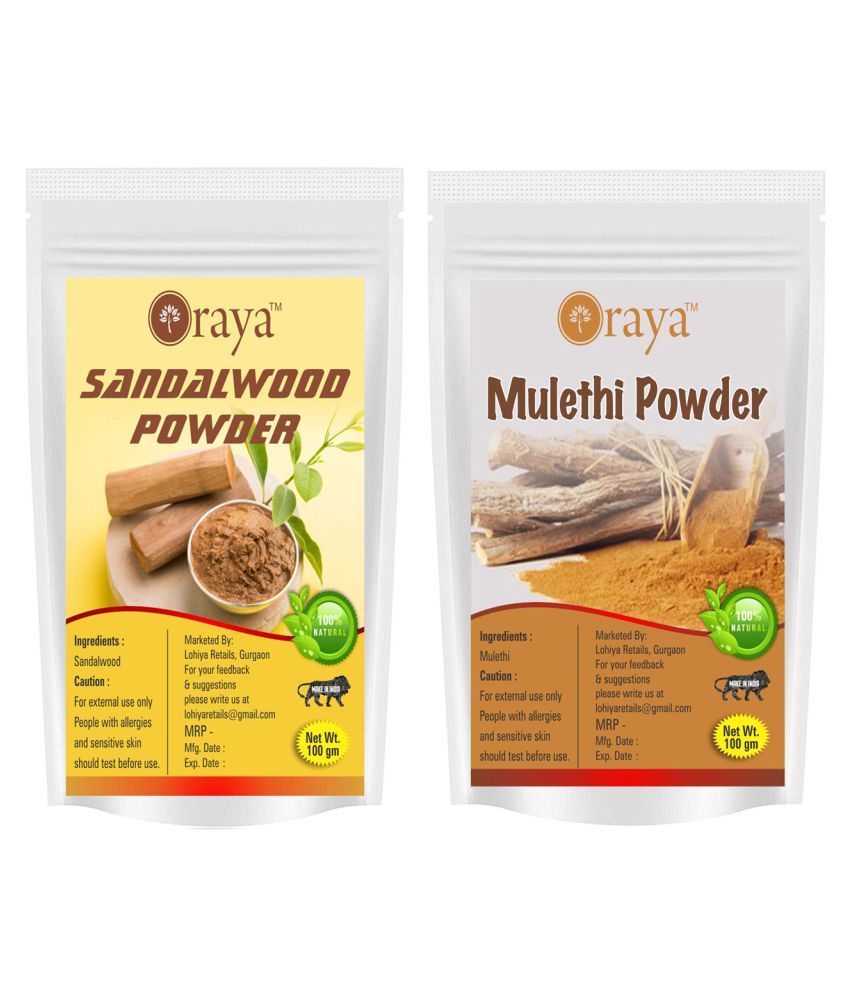     			ORAYA 100% Pure & Natural Sandalwood Powder & Mulethi Powder Face Pack 200 gm Pack of 2