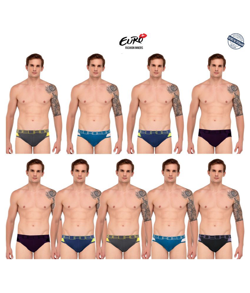     			EURO FASHION Multi Brief Pack of 9