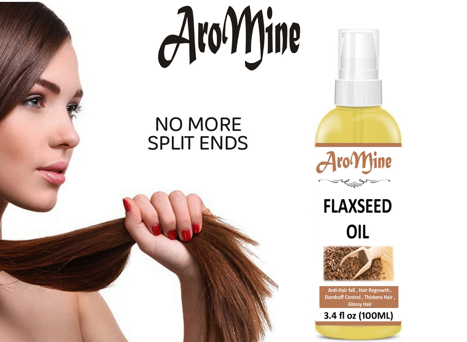 Aromine 100% Pure & Natural Flaxseed Oil For Hair Growth ...