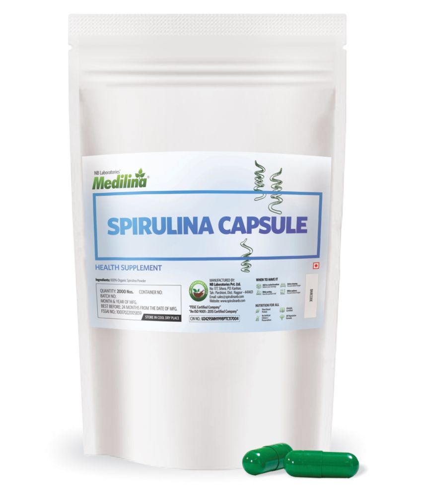Medilina Organic Spirulina Capsules Capsule 120 no.s Buy Medilina Organic Spirulina Capsules
