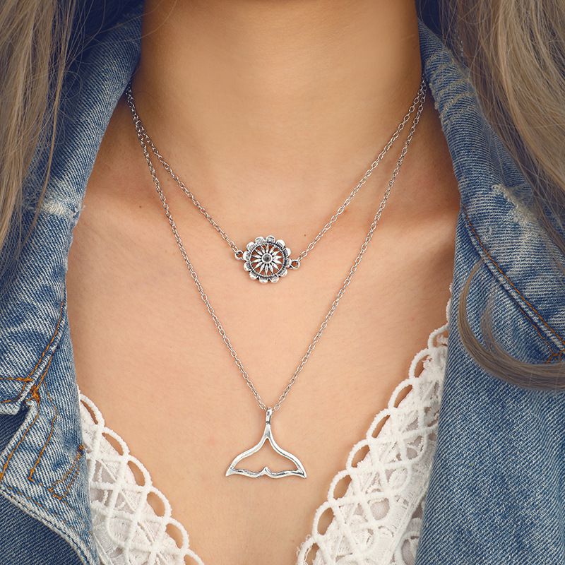 Silver Color Color Lotus Whale Tail Alloy Necklace Gift Accessories Fashion Jewellery Buy Silver Color Color Lotus Whale Tail Alloy Necklace Gift Accessories Fashion Jewellery Online At Best Prices
