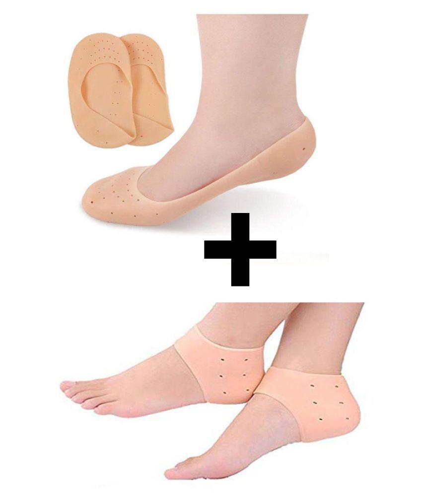     			Skycandle Combo of Silicone Heel Protector Anti-crack Moisturizing Silicone Socks for Cracked Heel Free Size