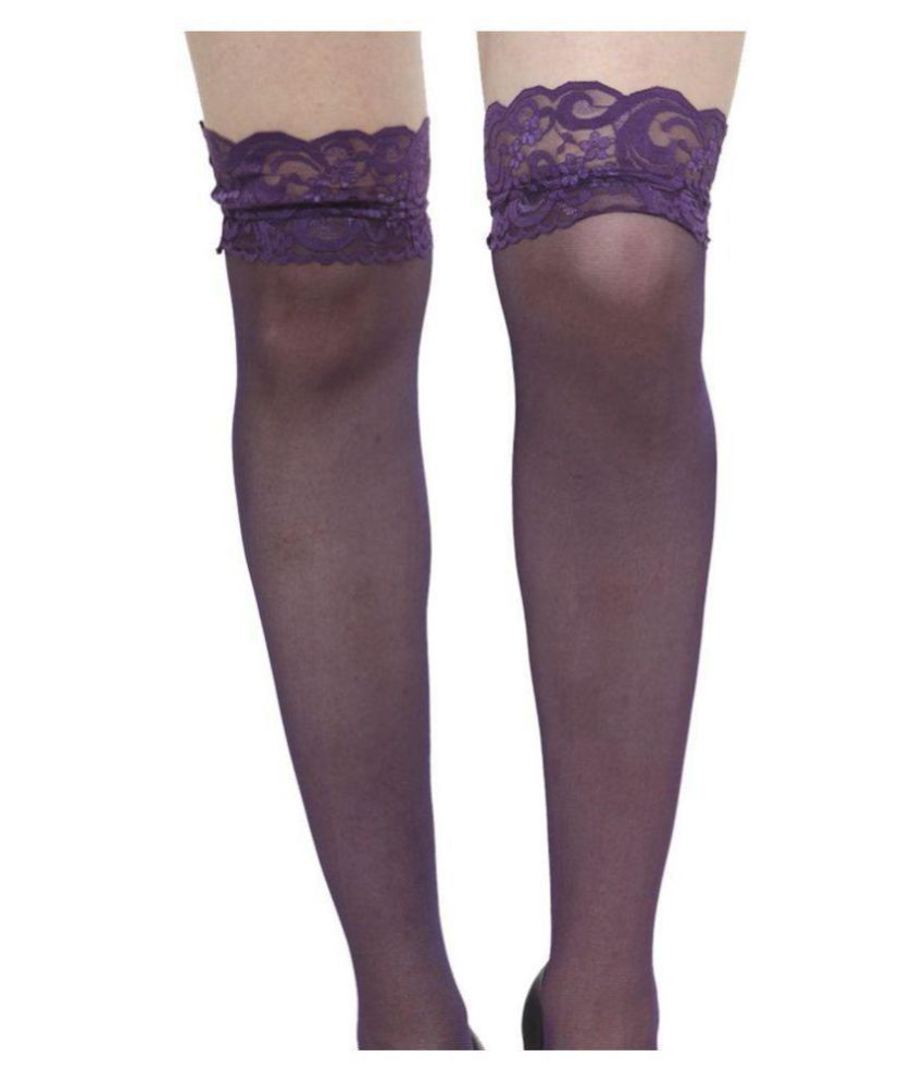 N-Gal Set of 2 Lace Top Sheer Thigh-High Women Stockings: Buy Online at ...