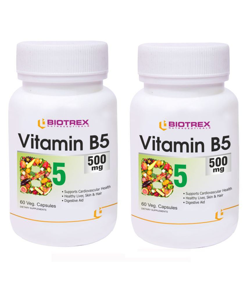 Biotrex Vitamin B5 500mg - Veg Capsule 60 No.s Pack Of 2: Buy Biotrex ...