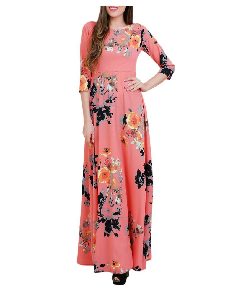 The Bebo Crepe Peach A Line One Piece Western Dress Women Buy The Bebo Crepe Peach A Line One Piece Western Dress Women Online At Best Prices In India On Snapdeal