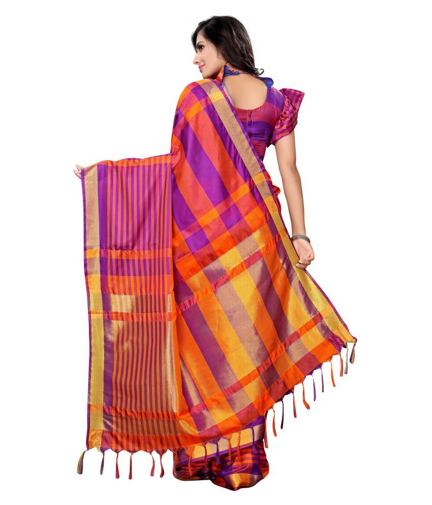 Epsilon sales Orange,Purple Nylon Saree Buy Epsilon sales Orange