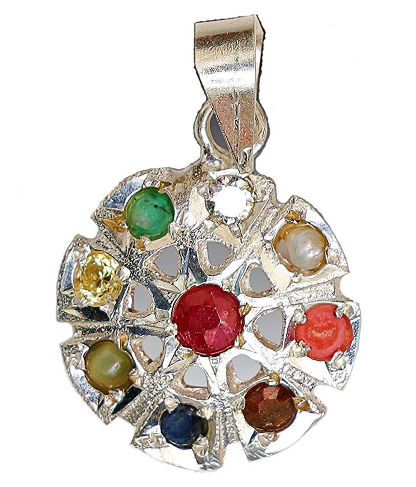 Navaratna Silver pendant in Designer unique looks with 100% Original ...
