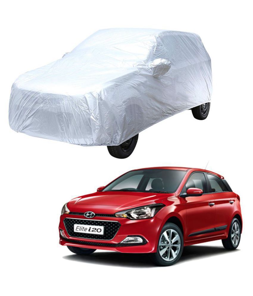     			Autoretail Silver Color Car Cover With Mirror Pocket Polyster For Hyundai Elite I20