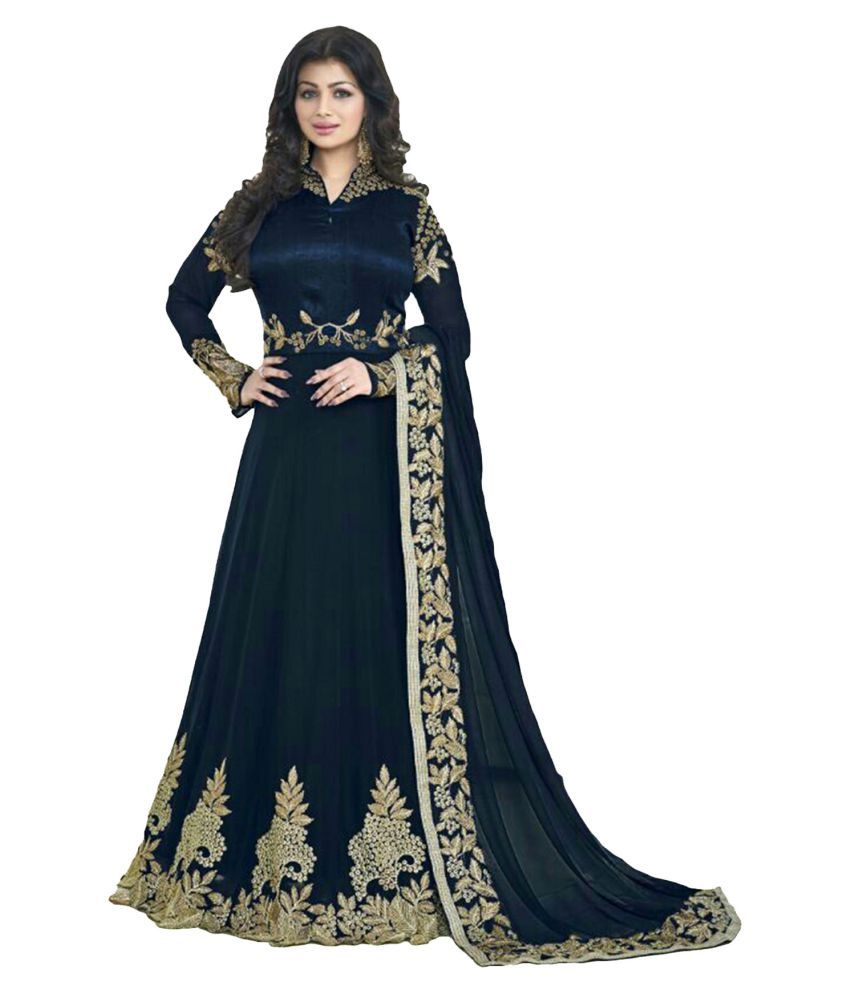 INFINITY ETHNICWEAR Black Georgette Anarkali Gown SemiStitched Suit  Buy  INFINITY ETHNICWEAR Black Georgette Anarkali Gown SemiStitched Suit Online  at Best Prices in India on Snapdeal