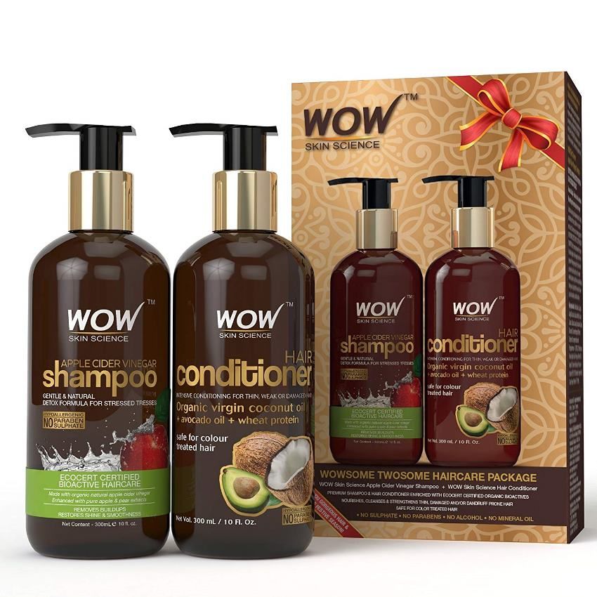 Wow Apple Cider Vinegar Shampoo Conditioner No Parabens Sulphates Hair Care Package 600 Ml