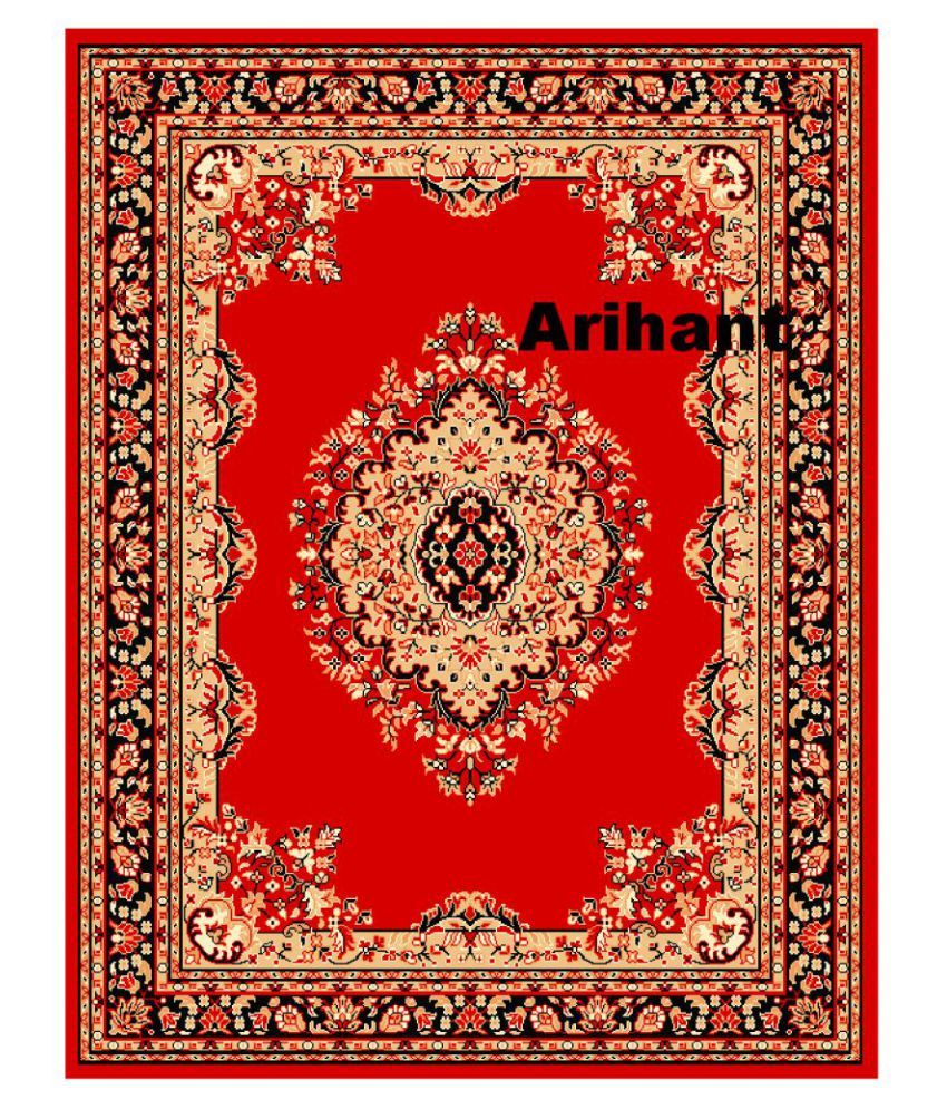 Arihant Red Poly Cotton Carpet Traditional 5x7 Ft Buy Arihant Red