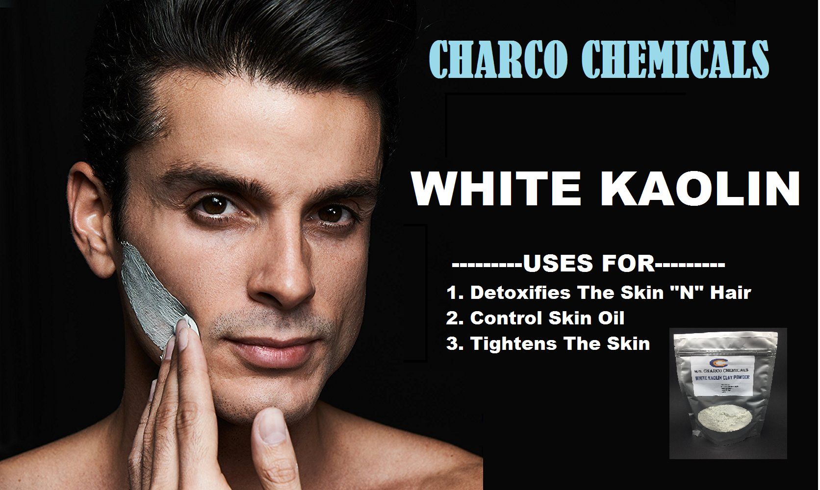 Charco White Kaolin Clay, Skin Repair Mask For Oily Skin Face Pack 200