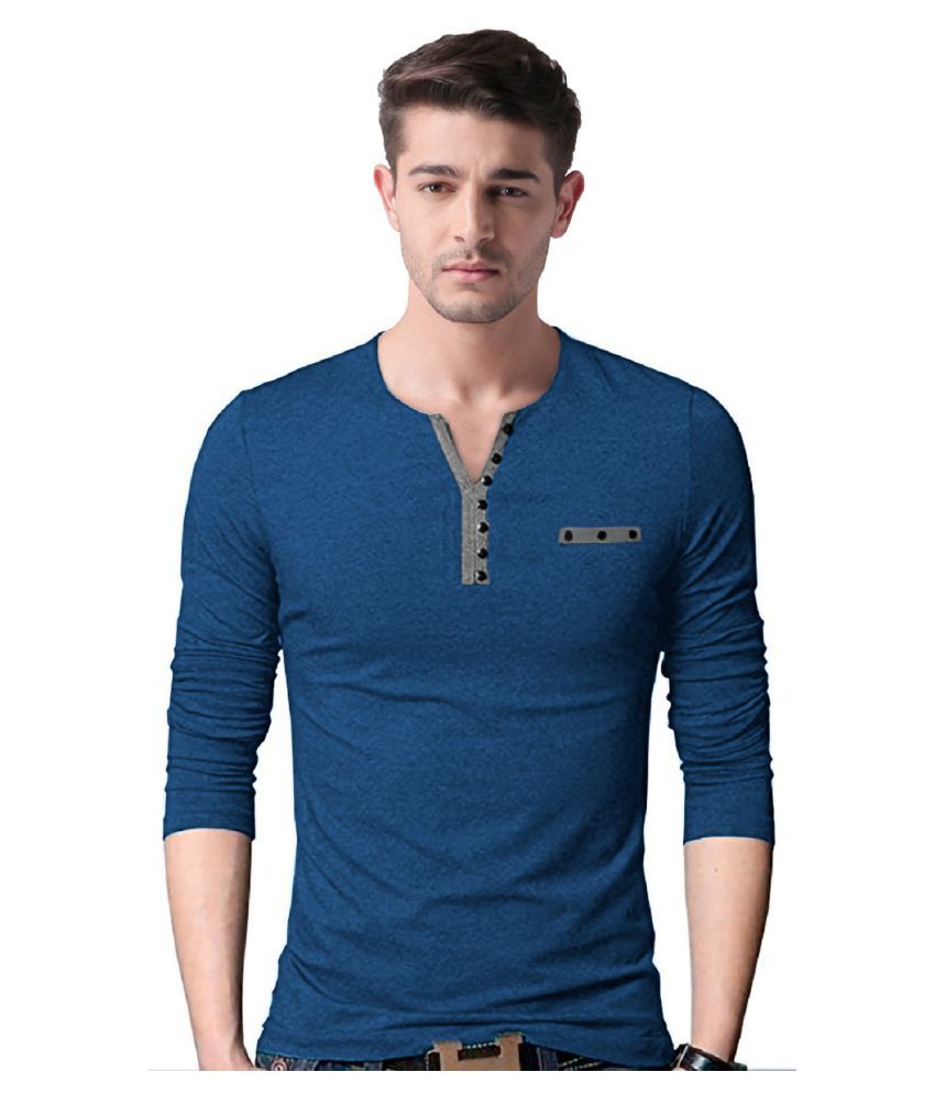     			Eyebogler Polyester Cotton Blue Solids T-Shirt