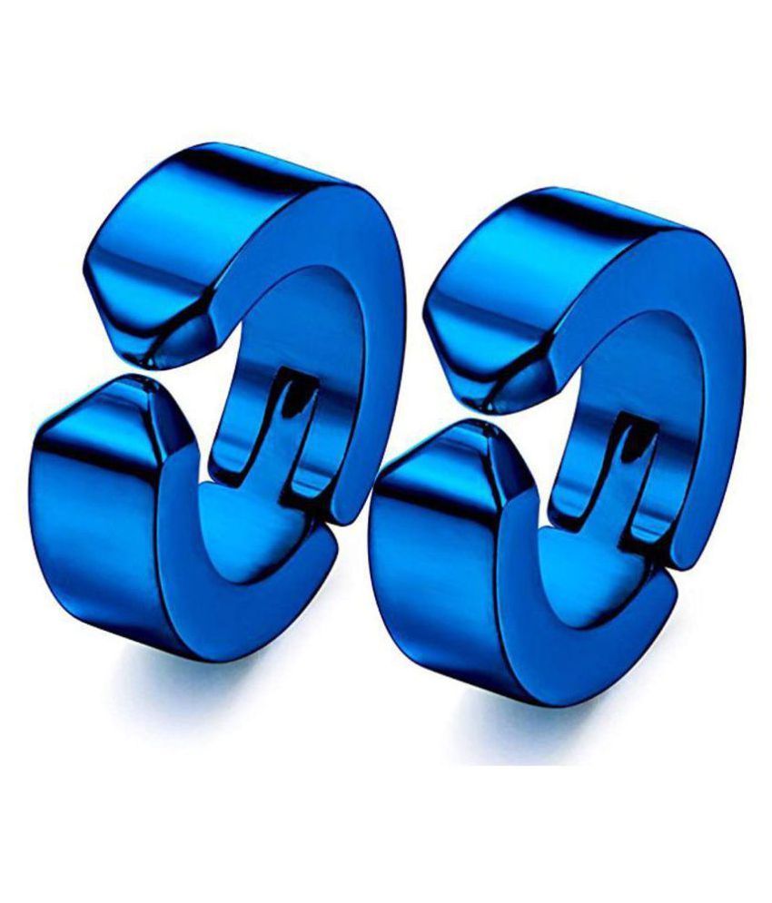 Royal Blue Clipon Press Unisex Stud Fashion nonpiercing hoop earrings