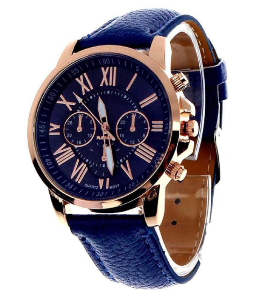 Geneva Platinum Blue Leather Chronograph Men's Watch - Buy Geneva ...