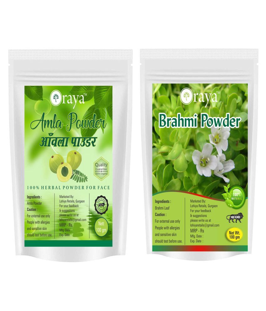     			ORAYA 100% Pure Amla Powder And Brahmi Leaf Powder For Hair Face Pack 200 gm Pack of 2