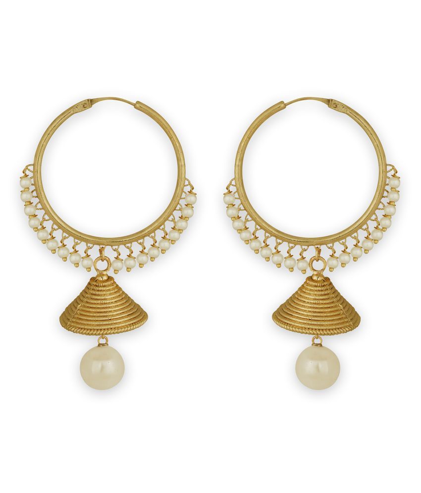     			Spargz Traditional Alloy Gold Plated Pearl & Bead Hoop Earring For Women