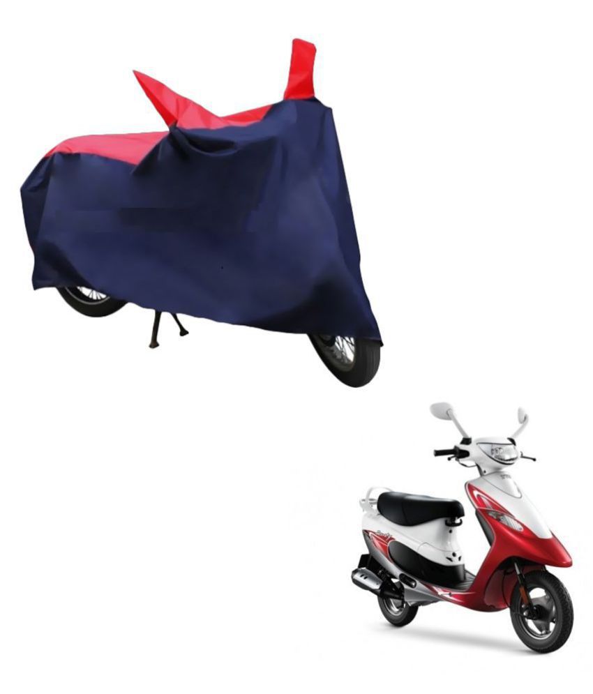     			AutoRetail Dust Proof Two Wheeler Polyster Cover for TVS Scooty Pep + (Mirror Pocket, Red and Blue Color)