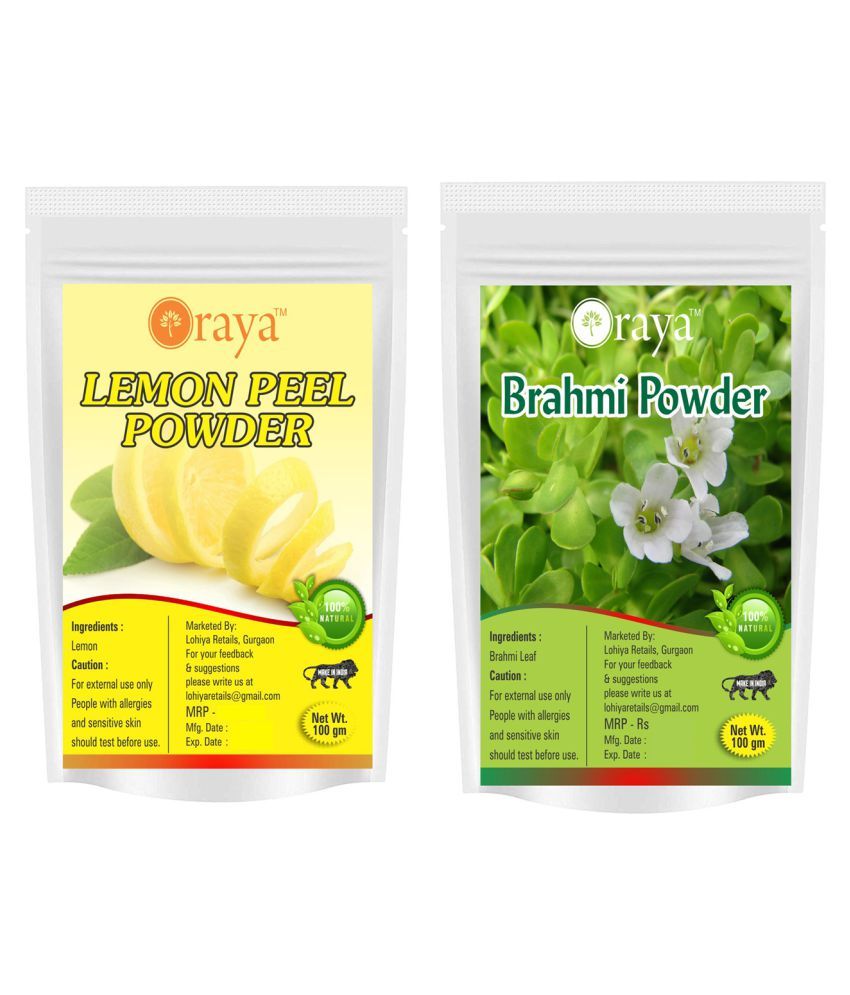     			ORAYA 100% Pure Lemon Peel Powder And Brahmi Leaf Powder Face Pack 200 gm Pack of 2