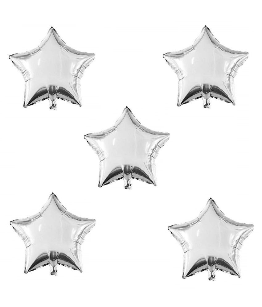     			Utkarsh (Set Of 5Pc) Shining Star (Silver) Color Foil Solid 3D Printed Helium/Air Large Balloons For Birthday/Anniversary/Reception/Wedding And Engagement Party Celebration & Decoration