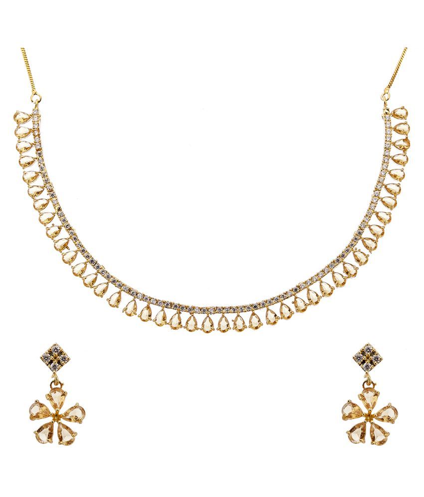     			Zeneme Alloy Golden Contemporary Contemporary/Fashion Gold Plated Necklaces Set