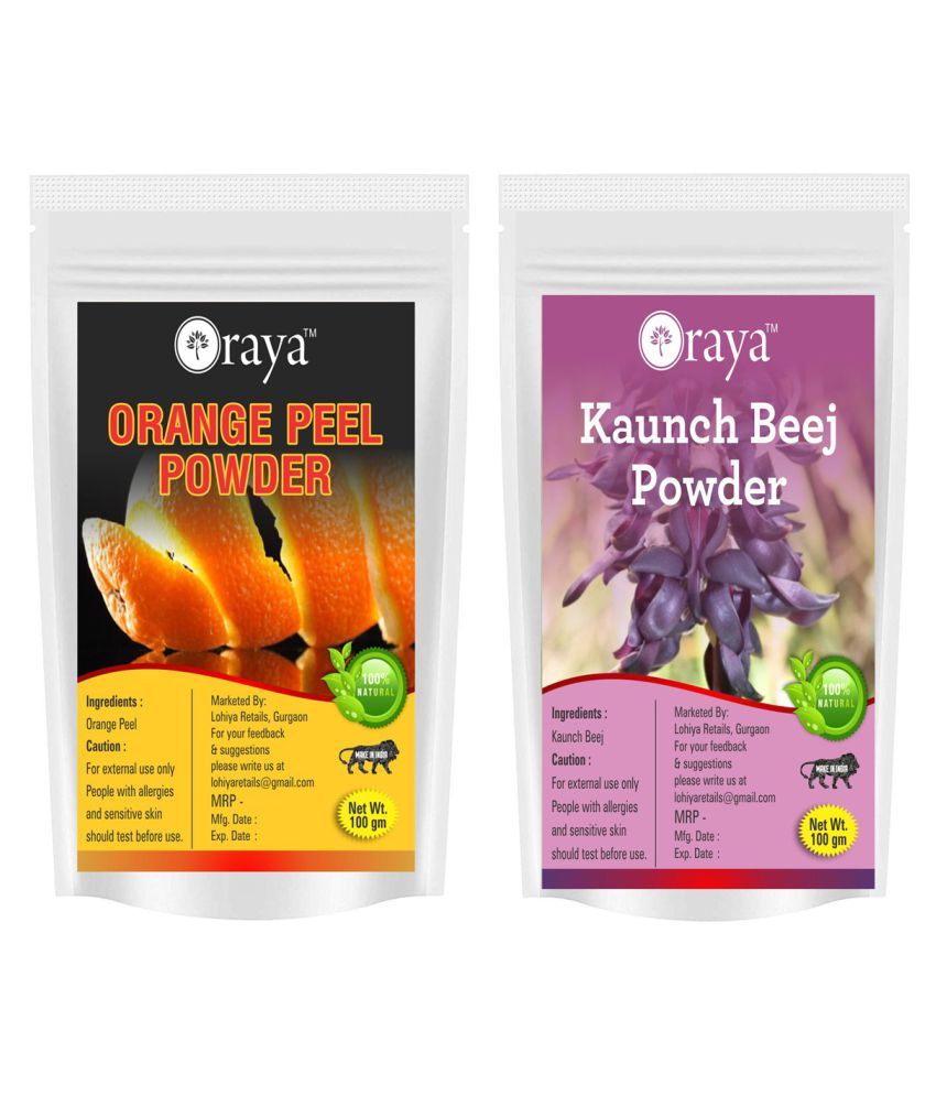     			ORAYA 100% Pure Orange Peel Powder And Kaunch Beej Powder Face Pack 200 gm Pack of 2