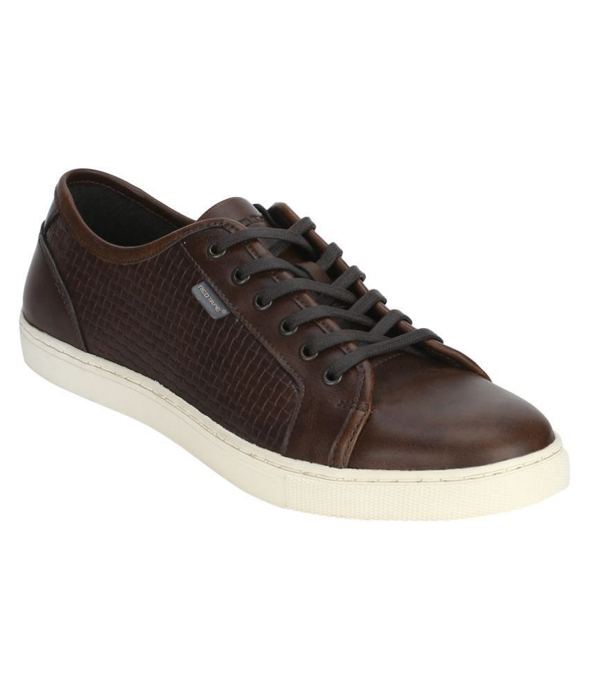 red tape brown leather sneakers