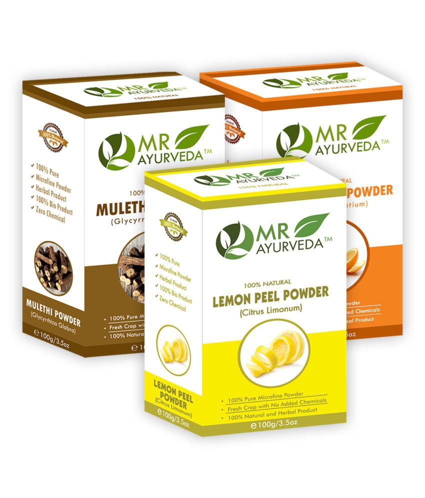     			MR Ayurveda Mulethi Powder, Orange Powder & Lemon Peel Powder Face Pack Masks 300 gm Pack of 3