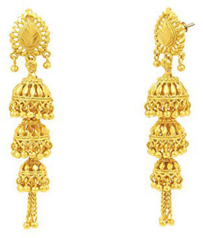Happy Stoning - Golden Jhumki Earrings ( Pack of 1 ) - Buy Happy ...