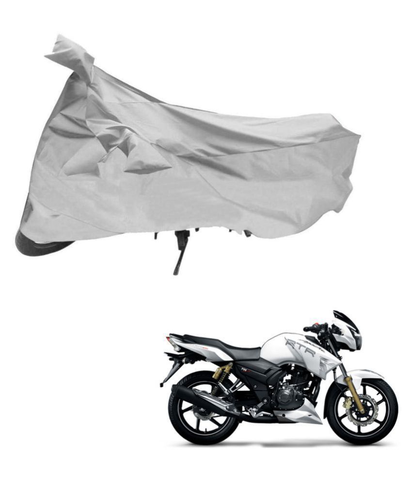     			AutoRetail Dust Proof Two Wheeler Polyster Cover for TVS Apache RTR 180 (Mirror Pocket, Silver Color)