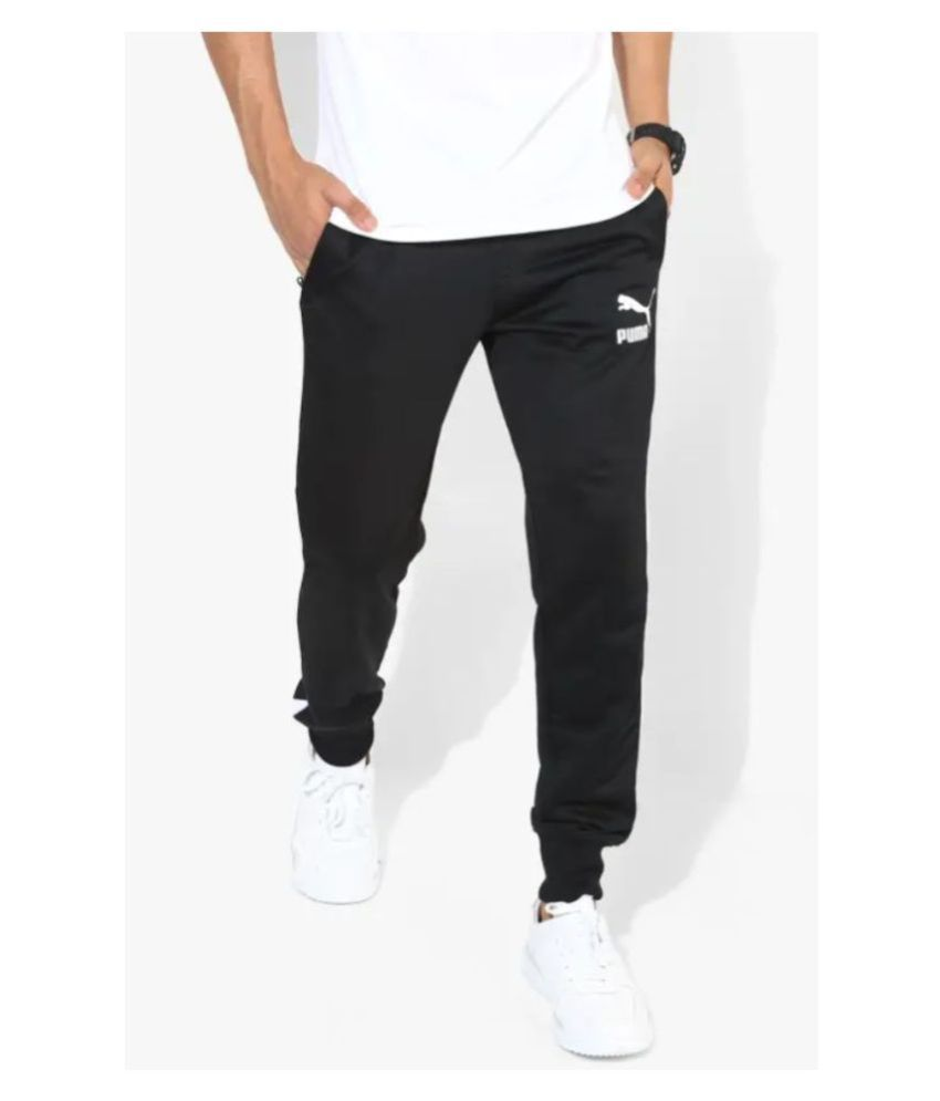 puma black polyester trackpants