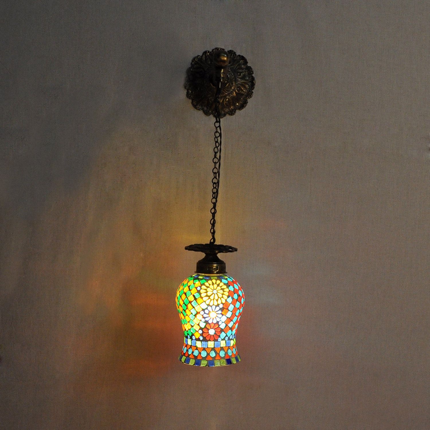Lalhaveli Home Decorative Mosaic Glass Hanging Wall Lamp Glass Wall