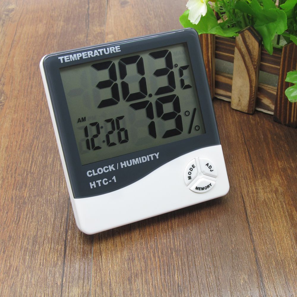     			AC Atoms™ Htc-1 Digital Hygrometer Thermometer Humidity Meter With Clock