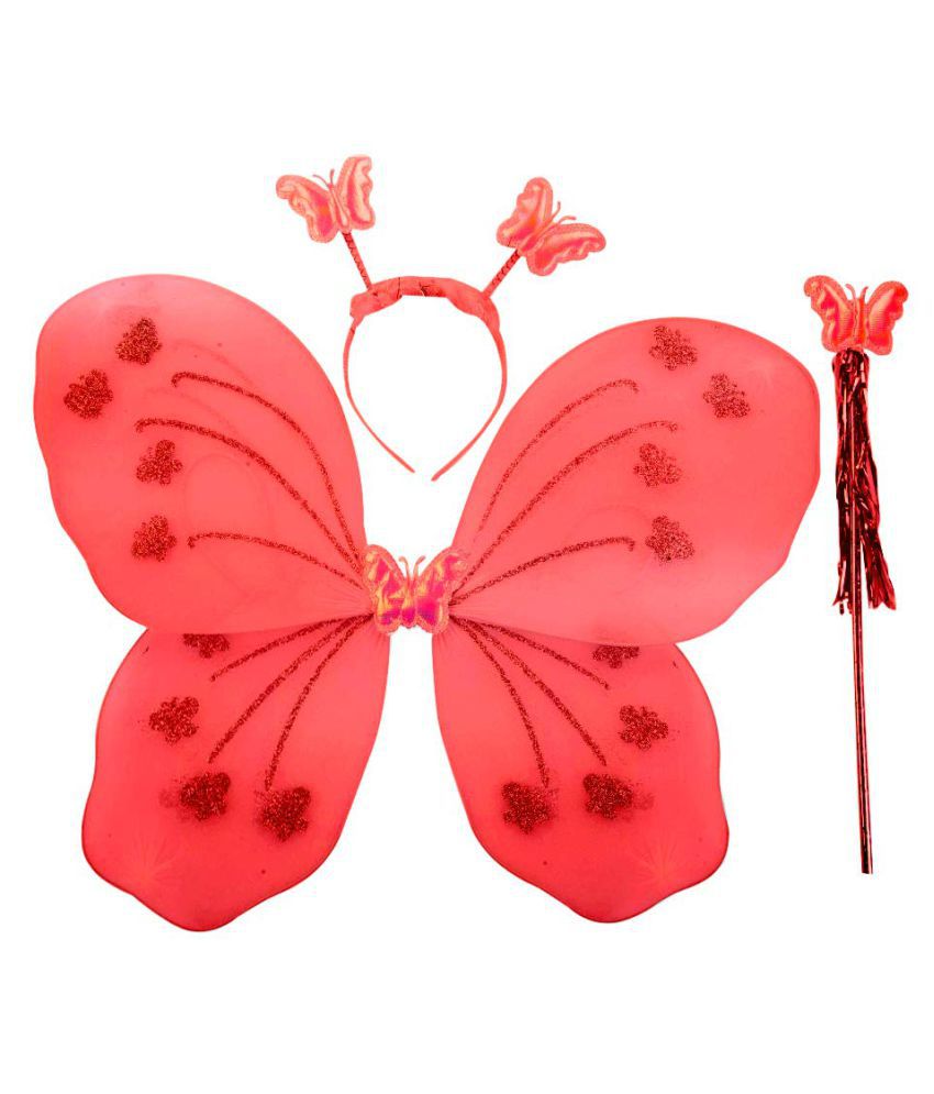     			FOK Fairy Butterfly Wings Costume for Baby Girl Angel for Birthday Parties - Red