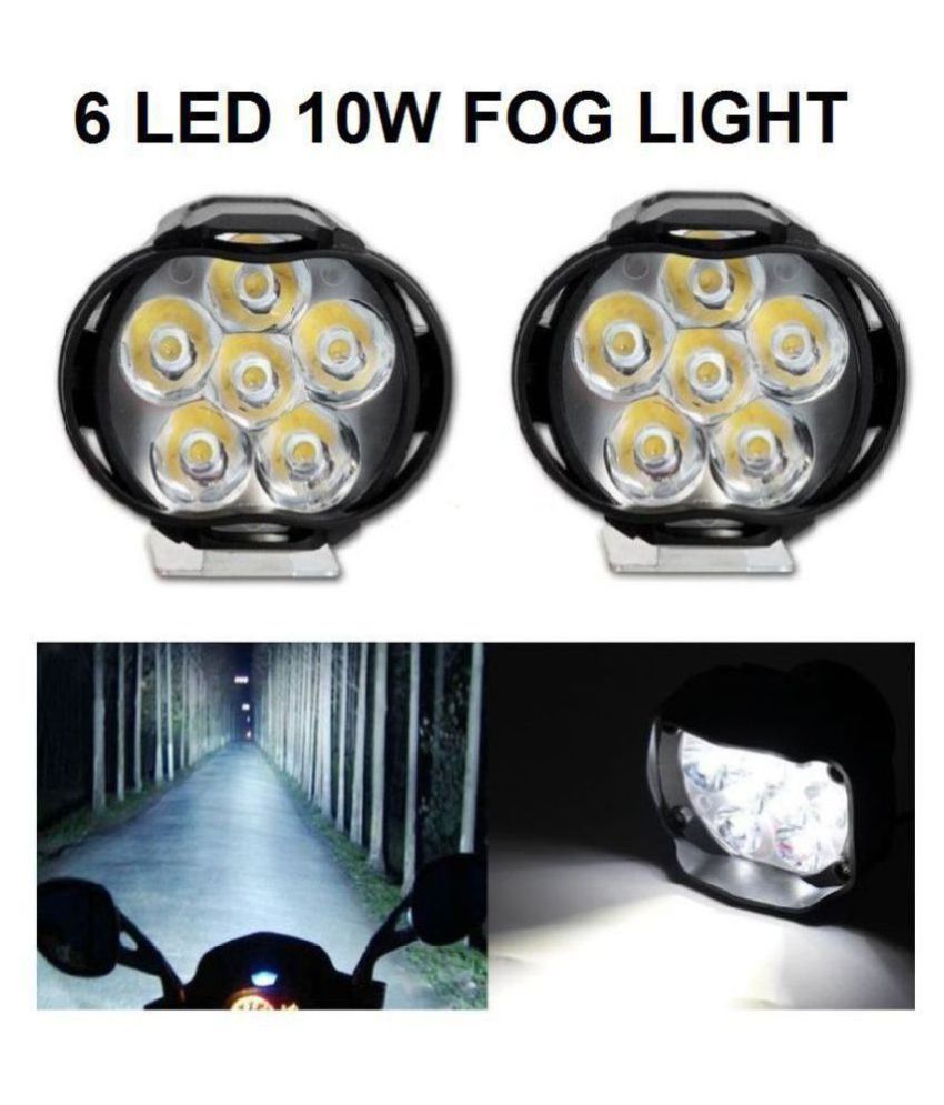 Bike 6 LED 10W Fog Light For Two Wheelers Bright White (Set of 2