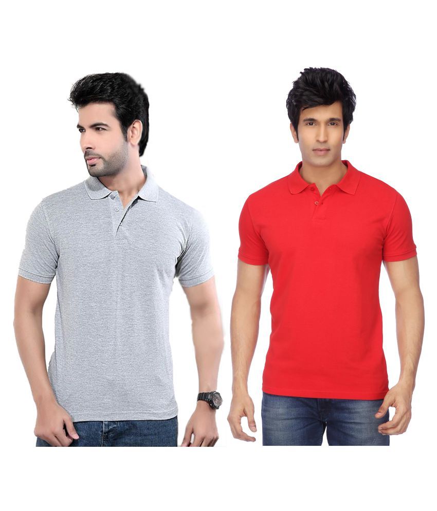     			Funky Guys Pack of 2 Cotton Blend Slim Fit Solid Half Sleeves Men's Polo T Shirt ( Multicolor )