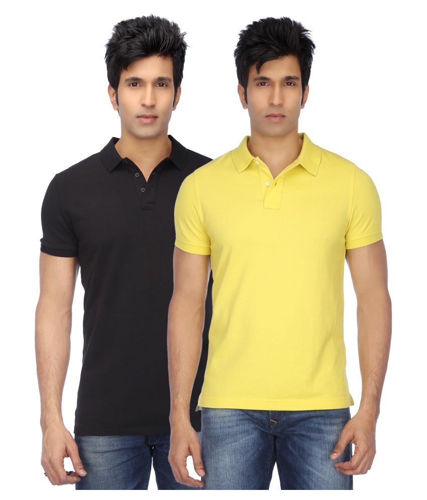     			Funky Guys Pack of 2 Cotton Blend Slim Fit Solid Half Sleeves Men's Polo T Shirt ( Multicolor )