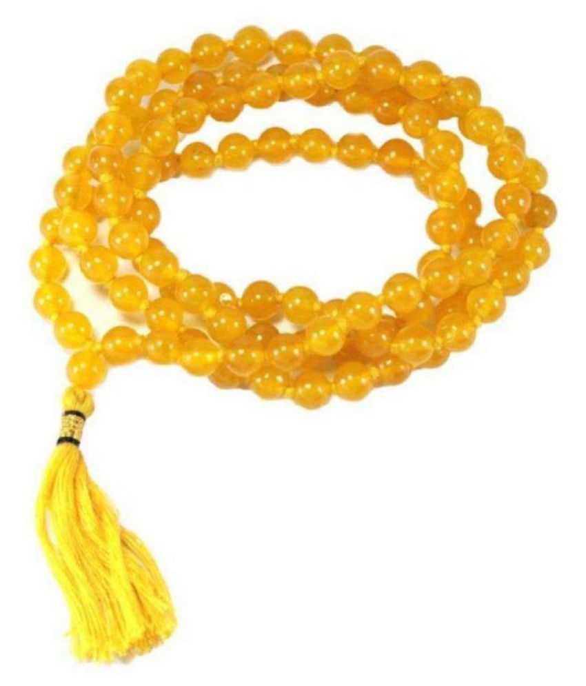     			Yellow Hakik Mala (Agate) Stone Necklace