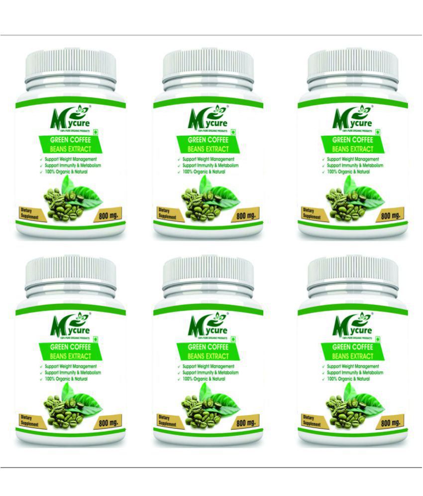 mycure Premium Green Coffee Extract For Weight Loss 800 mg Unflavoured Pack of 6