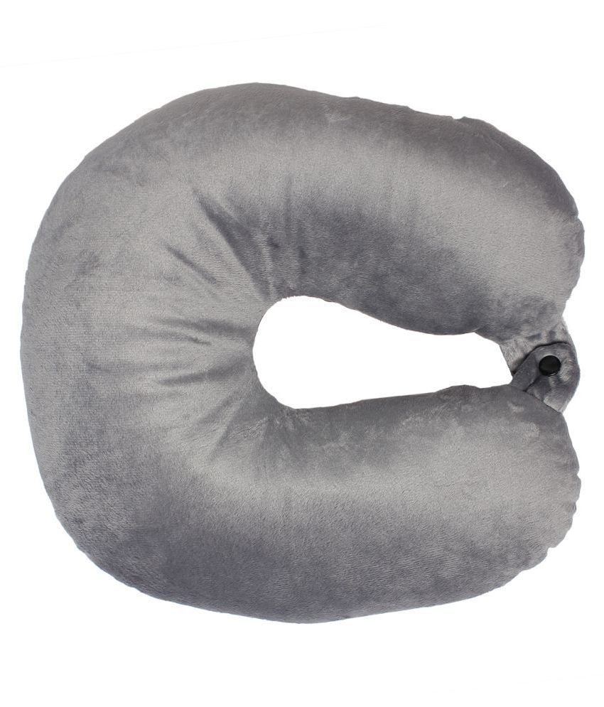 Nfi Microfibre Grey Neck Pillow Neck Rest Soft Cushion U Shaped