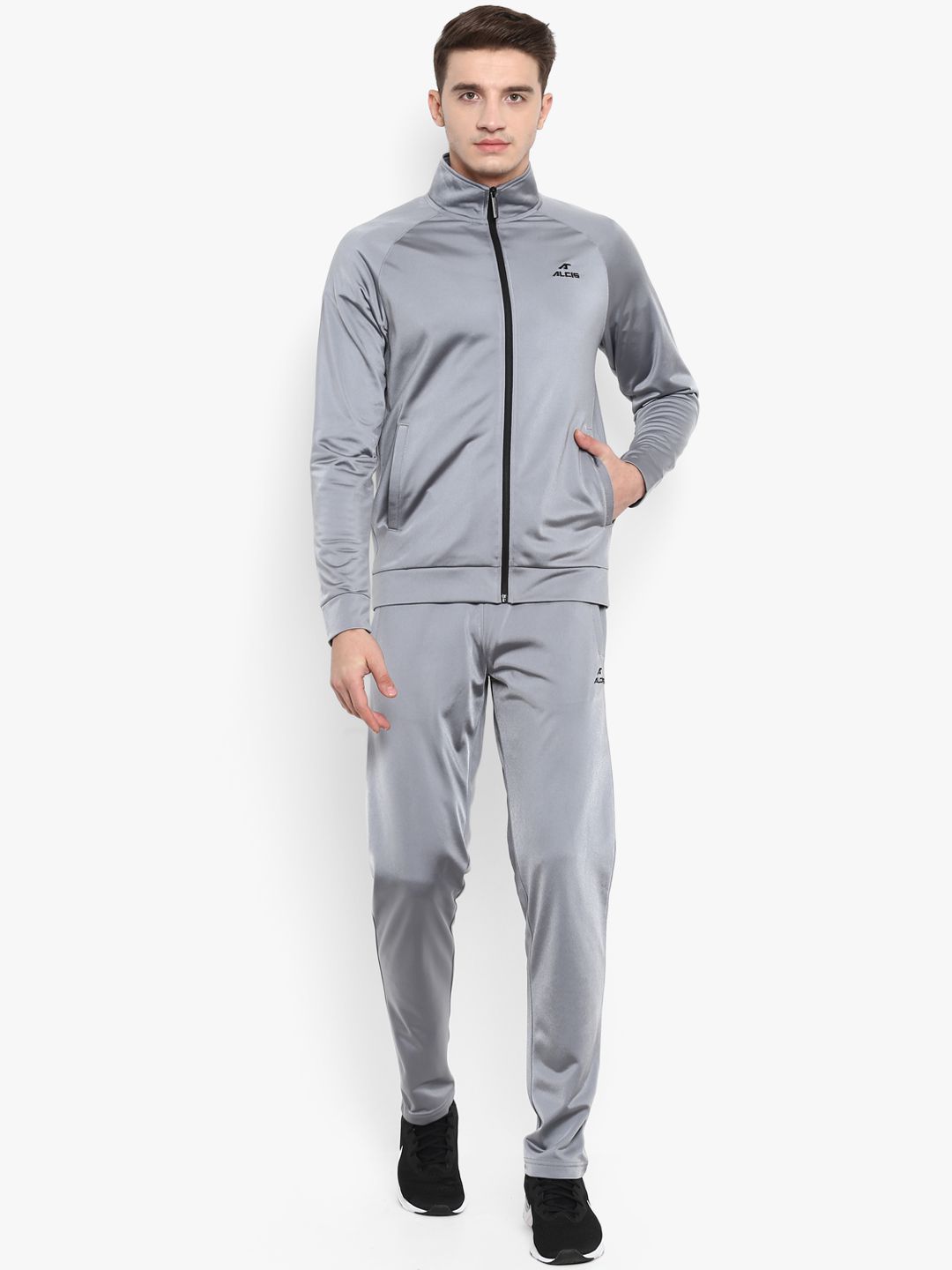 Alcis - Light Grey Polyester Slim Fit Solid Men's Sports Tracksuit ...