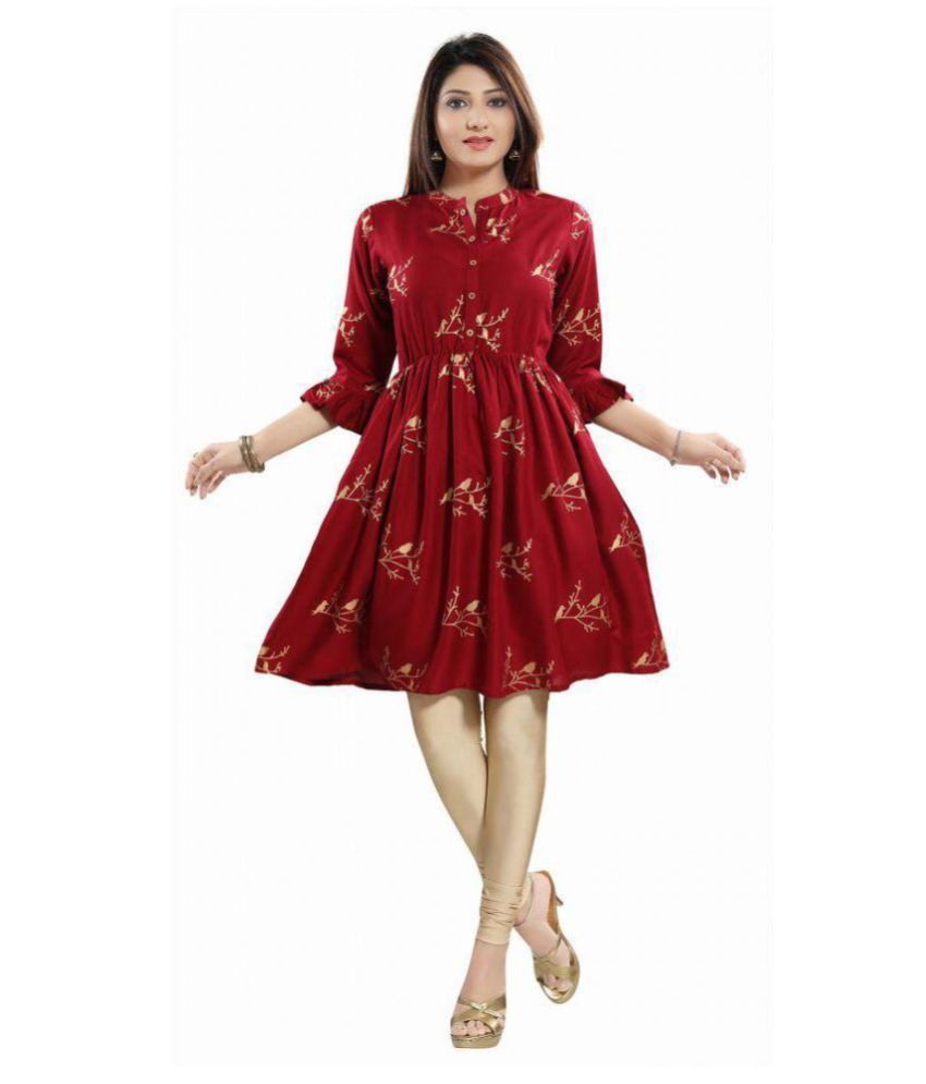 maroon colour ka frock