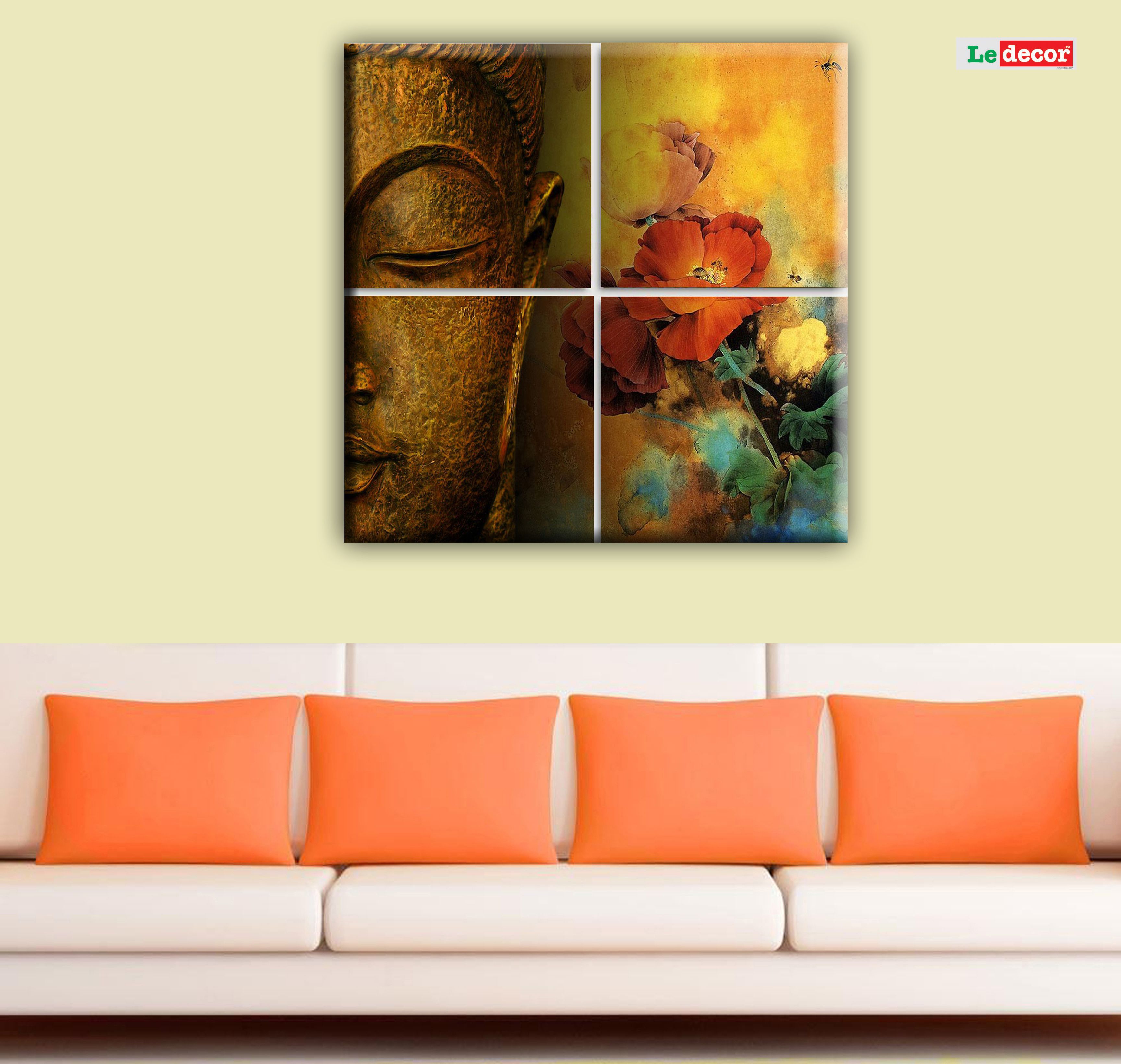 Ledecor Canvas Wall Decor Buddha Painting Set Of 4 Canvas Painting With Frame Buy Ledecor Canvas Wall Decor Buddha Painting Set Of 4 Canvas Painting With Frame At Best Price In India