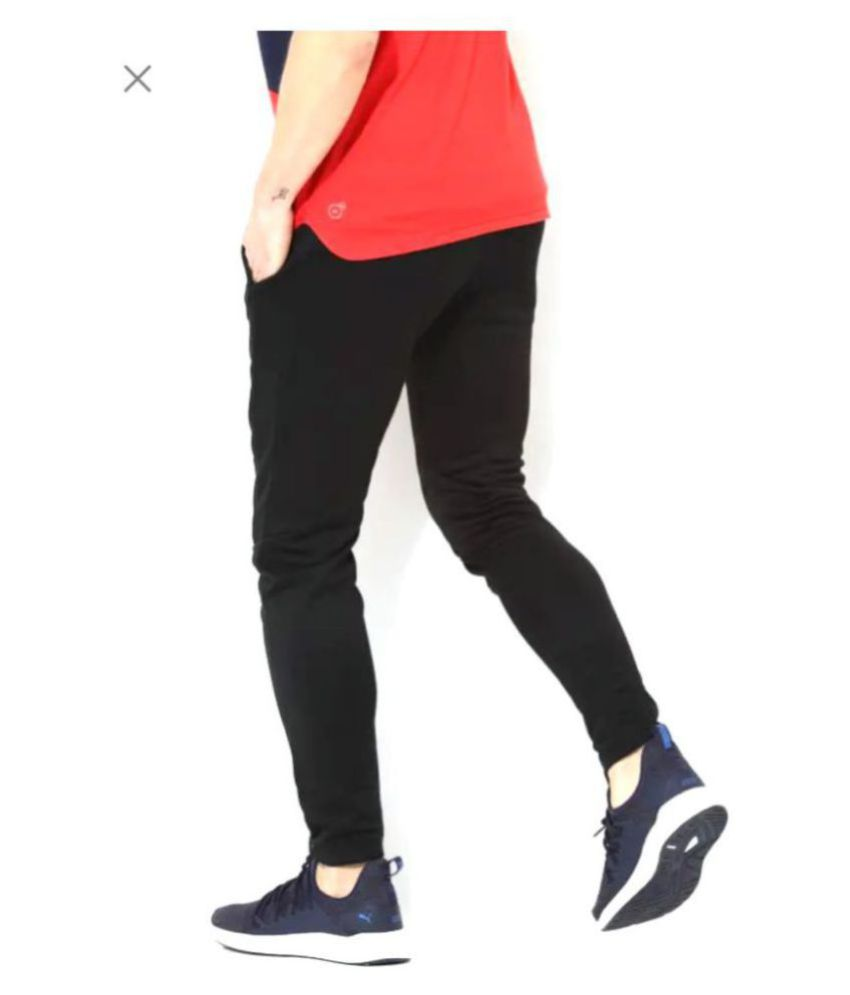 puma black polyester lycra trackpants