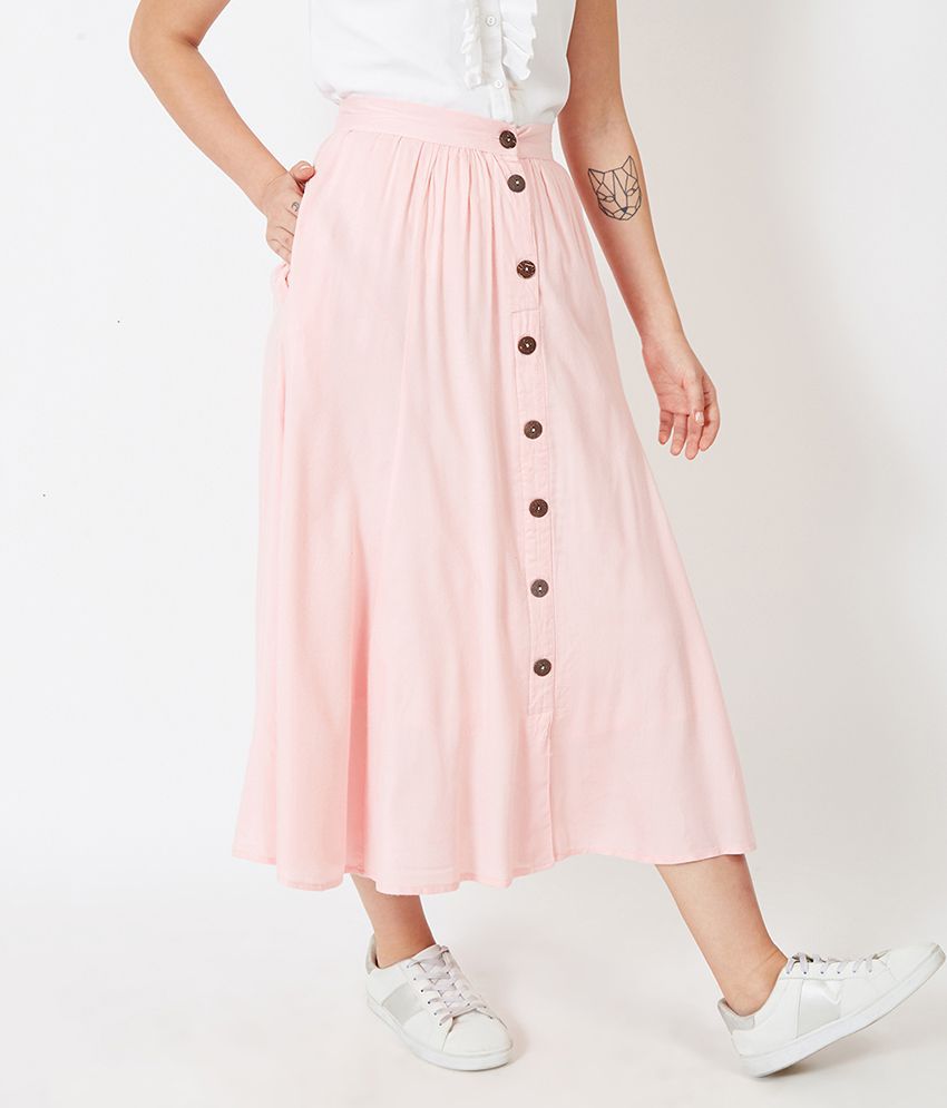 Buy Oxolloxo Viscose A-Line Skirt - Pink Online at Best Prices in India ...
