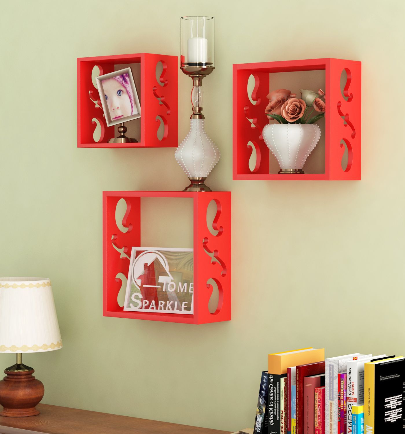 Home Sparkle MDF 3 Cube Shelves For Wall Décor -Suitable For Living Room/Bed Room (Designed By Craftsman)