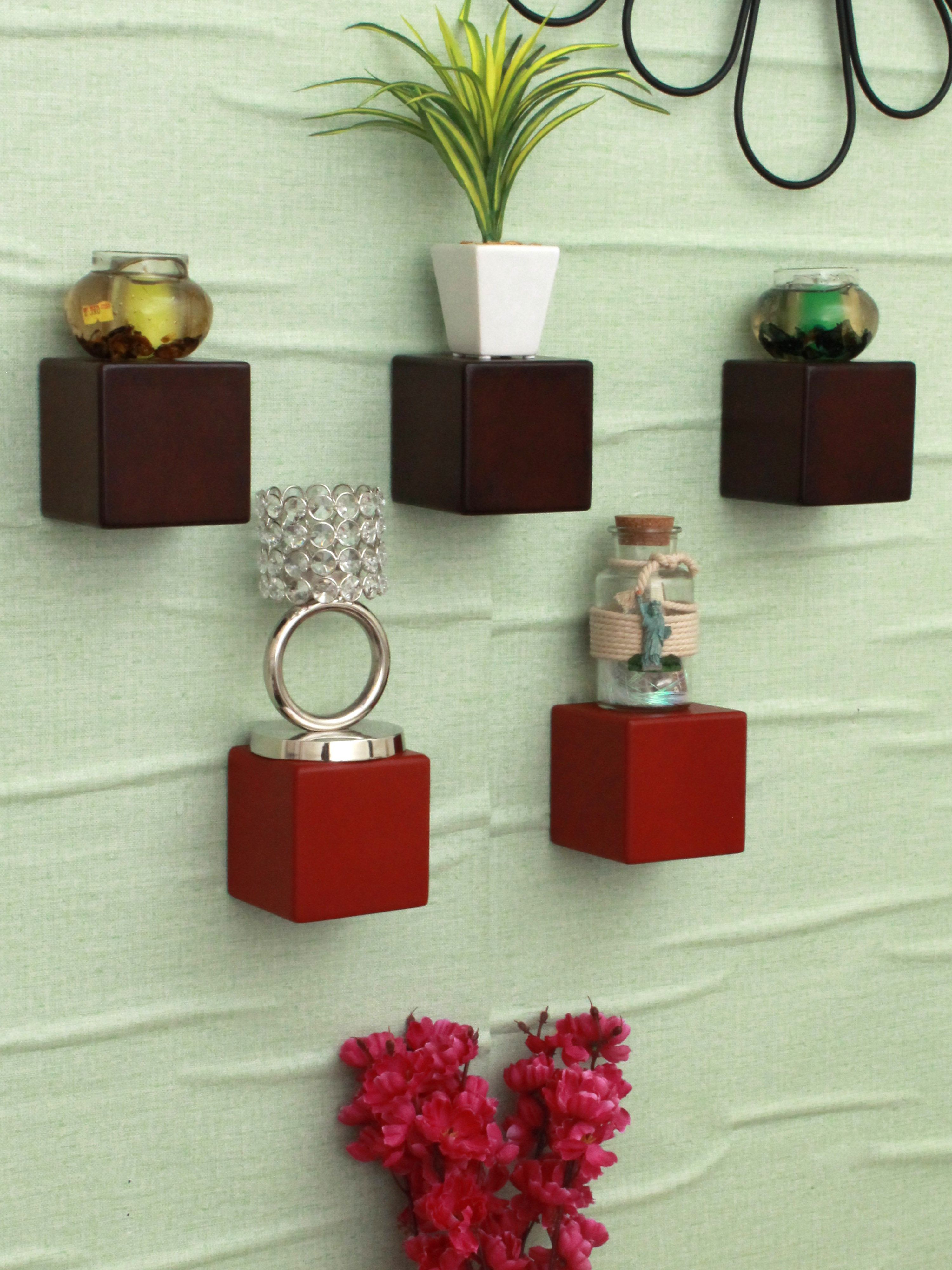 Home Sparkle Mdf Set Of 5 Cubes Shelf For Wall Decor Suitable For